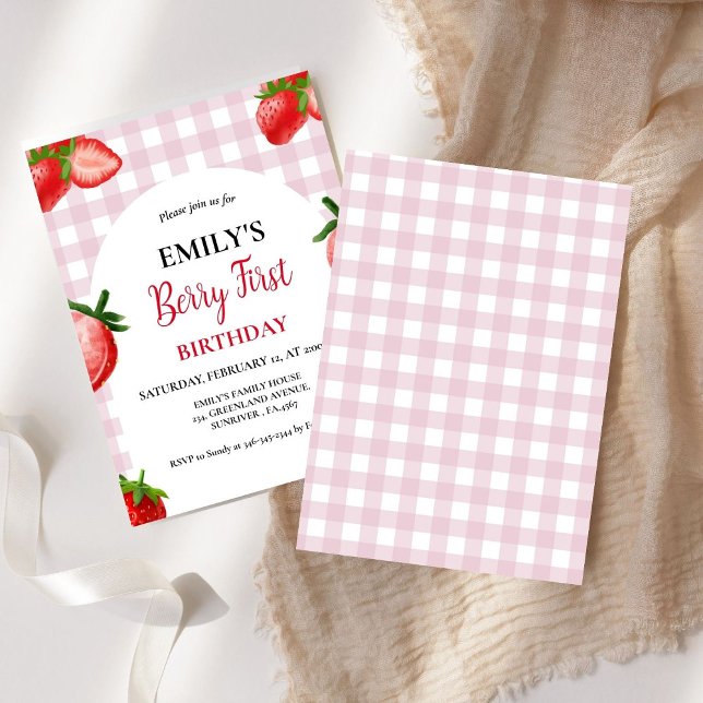 Strawberry Berry Girl First Birthday| Berry Sweet Invitation (Creator Uploaded)
