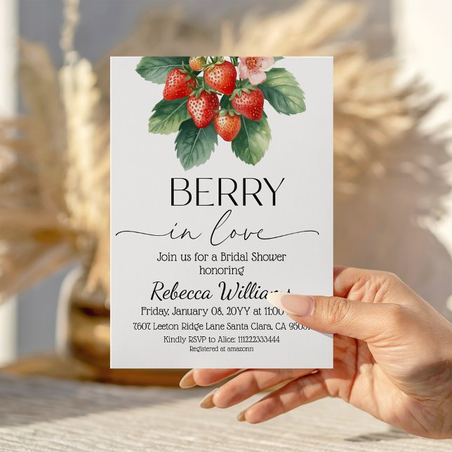 Strawberry Berry In Love Summer Bridal Shower Invitation (Creator Uploaded)