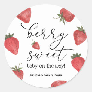 Strawberry Berry Sweet Baby Favour Classic Round Sticker