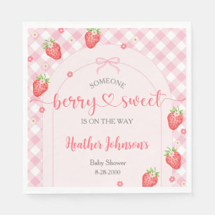Strawberry Berry Sweet Baby Girl Baby Shower Napkin