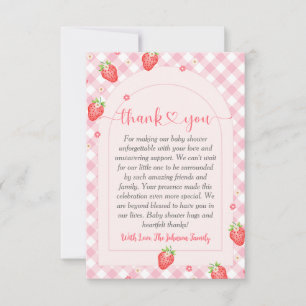 Strawberry Berry Sweet Baby Girl Baby Shower Thank You Card