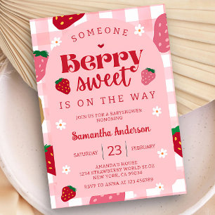 Strawberry Berry Sweet Baby Shower Birthday Invitation