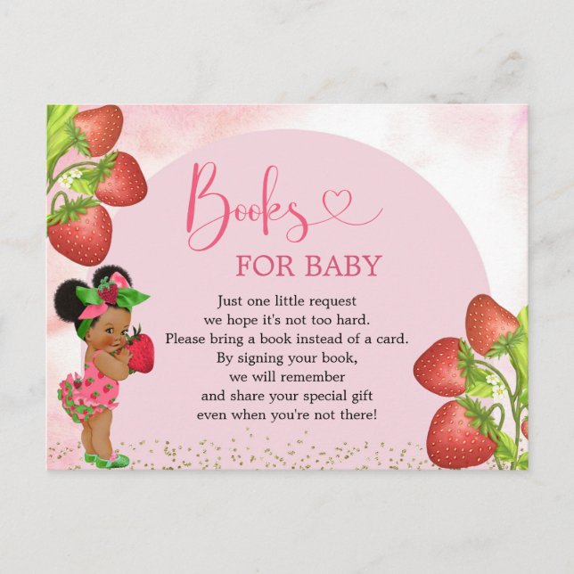 Strawberry Berry Sweet Baby Shower Books For Baby Invitation Postcard (Front)