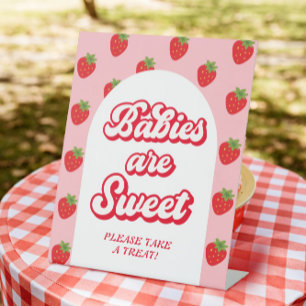 Strawberry Berry Sweet Baby Shower Favour Pedestal Sign