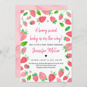 Strawberry Berry Sweet Baby Shower Invitation