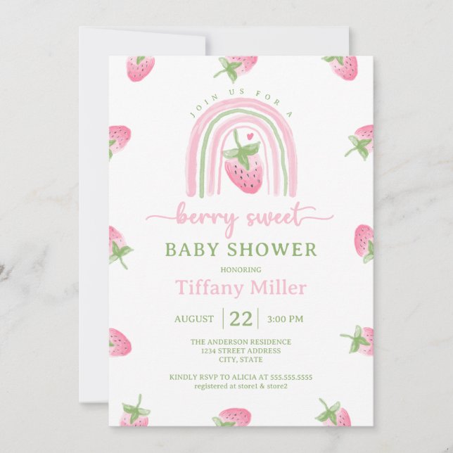 Strawberry Berry Sweet Baby Shower Invitation (Front)