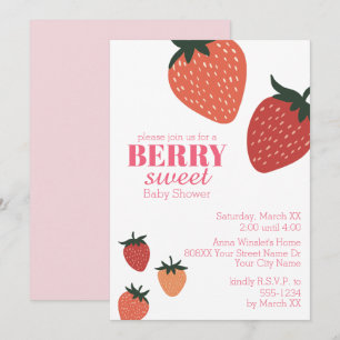 Strawberry Berry Sweet Baby Shower Invitation