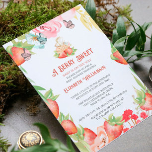 Strawberry Berry Sweet Baby Shower Invitation
