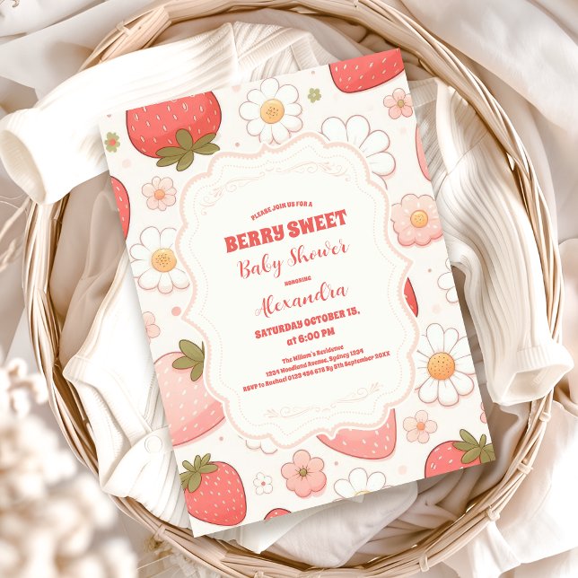 Strawberry Berry Sweet Baby Shower  Invitation (Creator Uploaded)