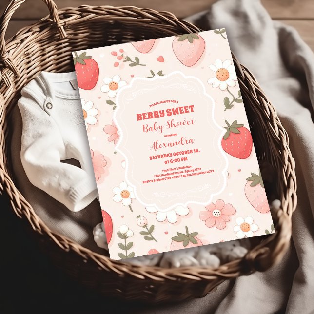 Strawberry Berry Sweet Baby Shower  Invitation (Creator Uploaded)