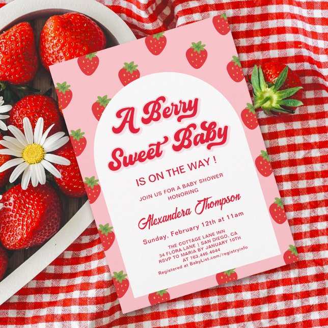Strawberry Berry Sweet Baby Shower  Invitation (Creator Uploaded)
