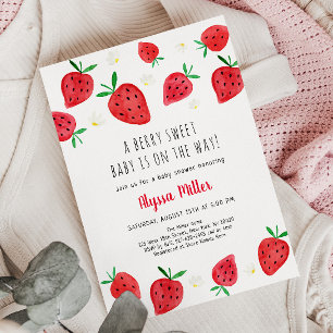 Strawberry Berry Sweet Baby Shower Invitation