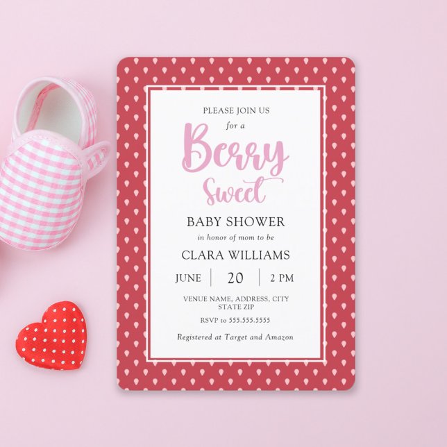 Strawberry Berry Sweet Baby Shower  Invitation (Creator Uploaded)