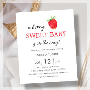 Strawberry   Berry Sweet Baby Shower Invitation