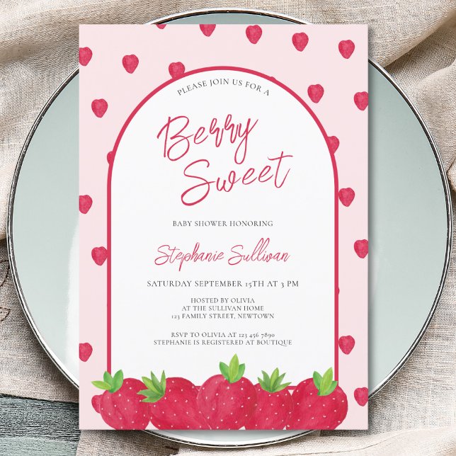 Strawberry Berry Sweet Baby Shower Invitation (Creator Uploaded)