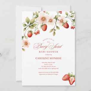 Strawberry Berry Sweet Baby Shower Invitation