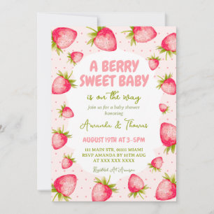 Strawberry Berry Sweet Baby Shower Invitation