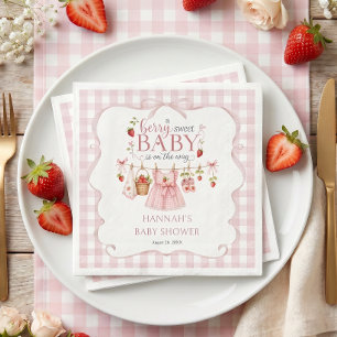 Strawberry Berry Sweet Baby Shower Napkin