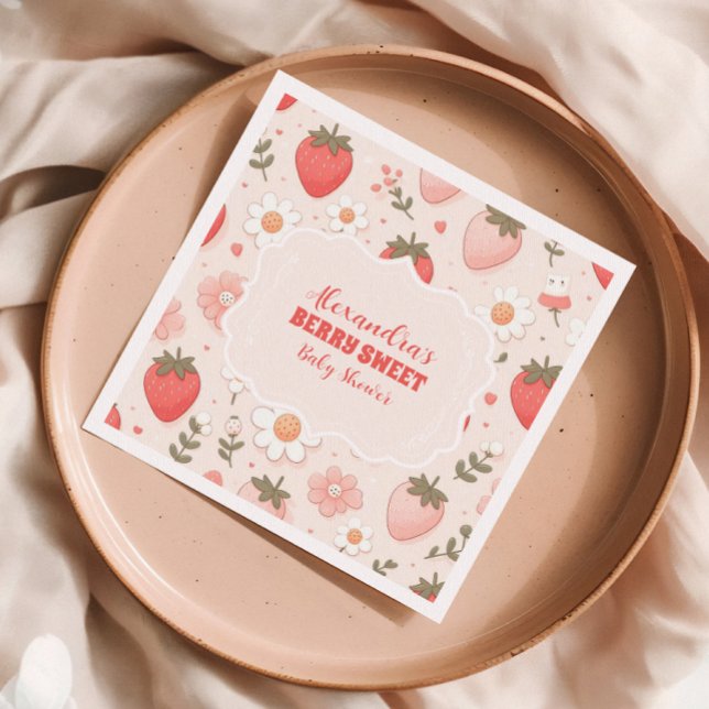 Strawberry Berry Sweet Baby Shower  Napkin (Creator Uploaded)