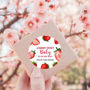 Strawberry Berry Sweet Baby shower On the way Classic Round Sticker
