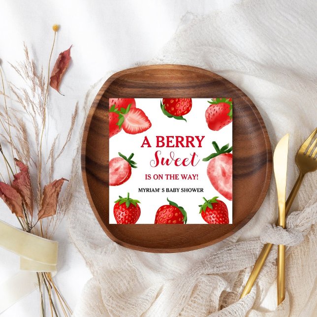 Strawberry Berry Sweet Baby shower On the way  Napkin (Creator Uploaded)