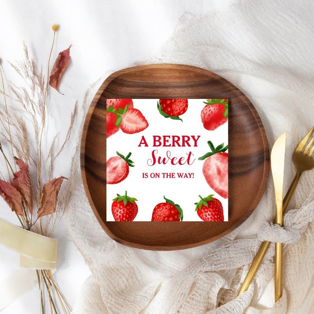 Strawberry Berry Sweet Baby shower On the way  Napkin (Creator Uploaded)