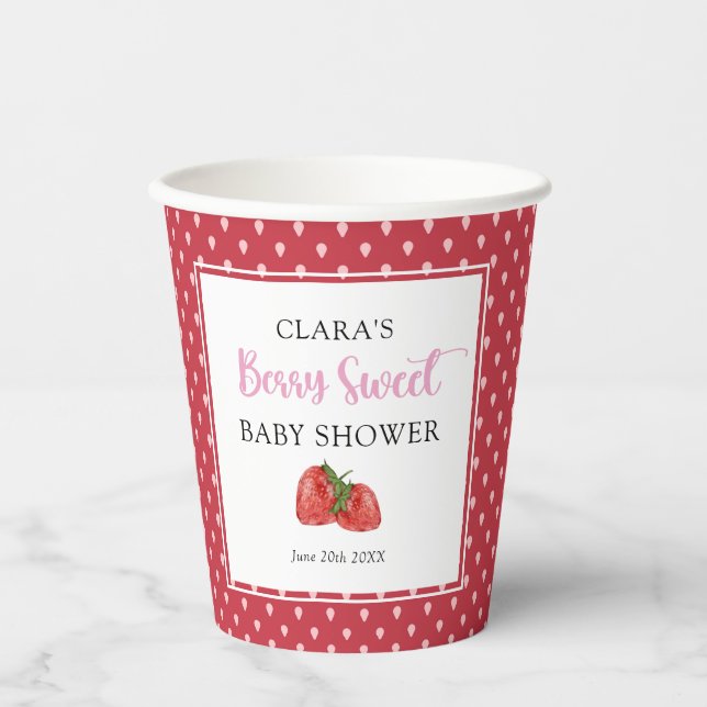 Strawberry Berry Sweet Baby Shower  Paper Cups (Front)