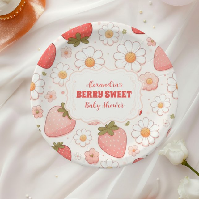 Strawberry Berry Sweet Baby Shower  Paper Plate (Creator Uploaded)
