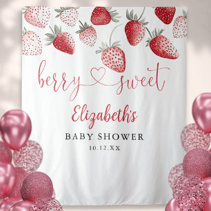 Strawberry Berry Sweet Baby Shower Photo Backdrop Tapestry