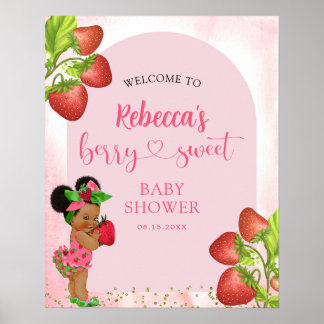 Strawberry Berry Sweet Baby Shower Welcome Poster