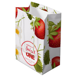 Strawberry Berry Sweet Birthday  Berry First  Medium Gift Bag