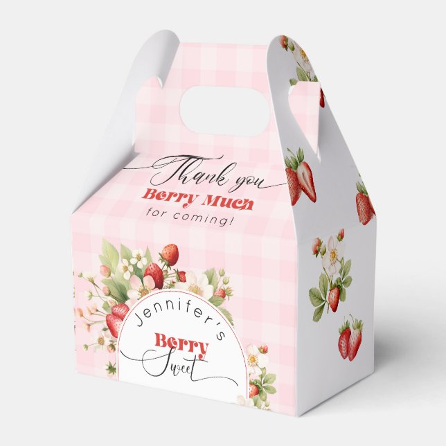 Strawberry berry sweet birthday favour box (Front Side)