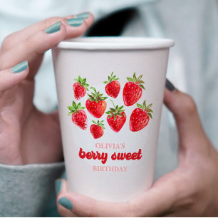 Strawberry Berry Sweet Birthday Paper Cups