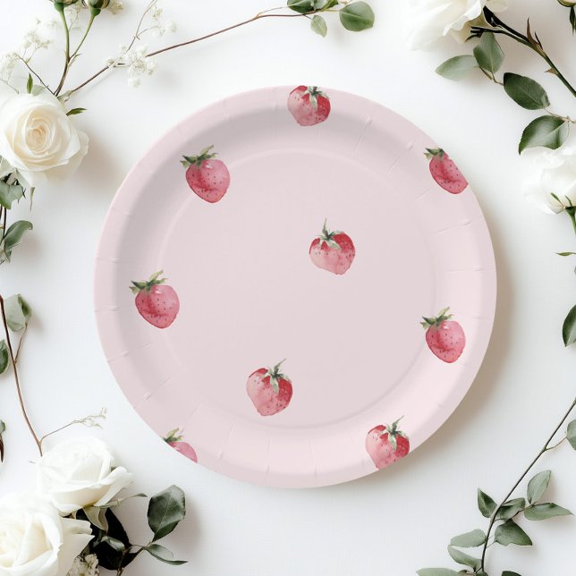 Strawberry berry sweet birthday paper plate (Creator Uploaded)