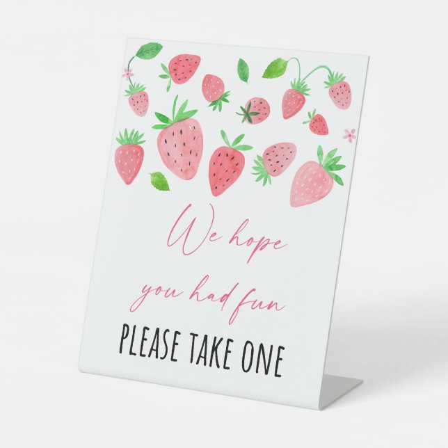 Strawberry Berry Sweet Birthday Party Favour Sign (Front)