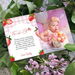 Strawberry Berry Sweet  Birthday Thank you Card