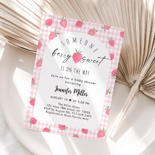 Strawberry Berry Sweet Boho Baby Shower Invitation