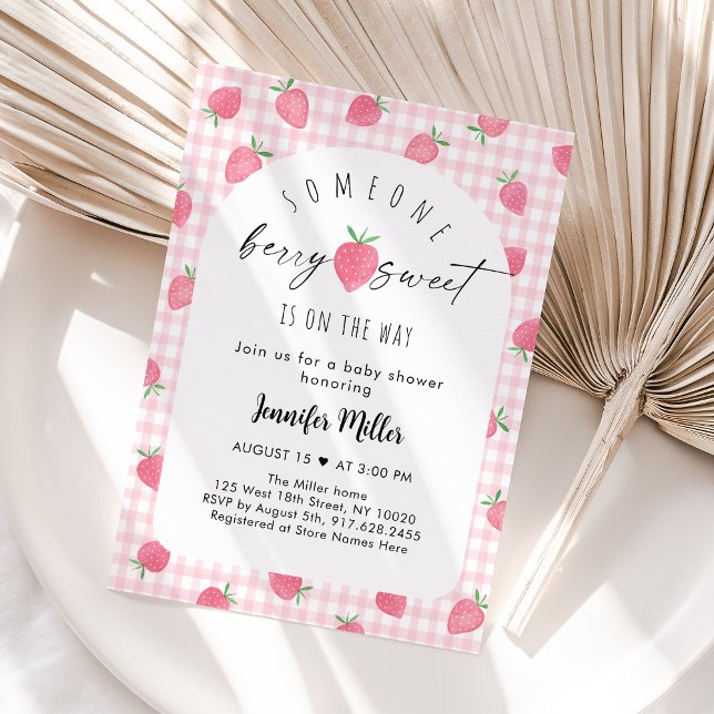 Strawberry Berry Sweet Boho Baby Shower Invitation (Creator Uploaded)