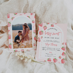 Strawberry Berry Sweet Boho Baby Shower Invitation