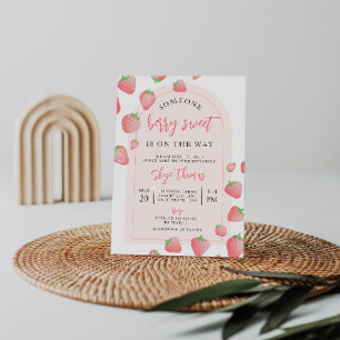 Strawberry Berry Sweet Boho Baby Shower Invitation