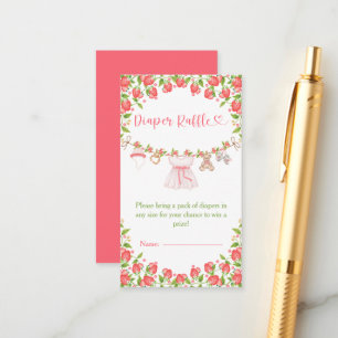 Strawberry Berry Sweet Clothesline Baby Shower Enclosure Card