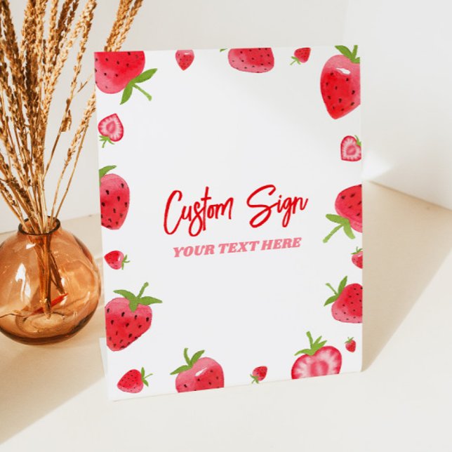 Strawberry Berry Sweet Custom Party Pedestal Sign (Creator Uploaded)