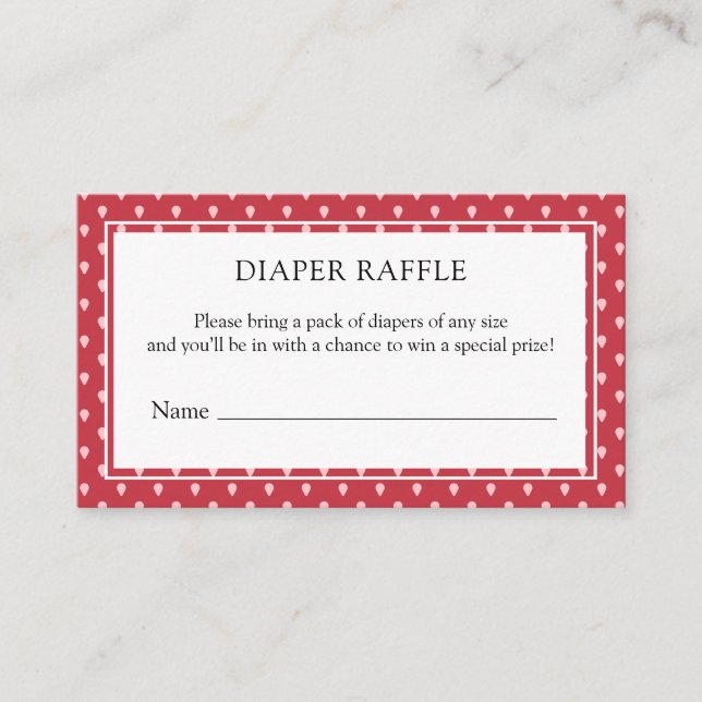 Strawberry Berry Sweet Diaper Raffle  Enclosure Card (Front)