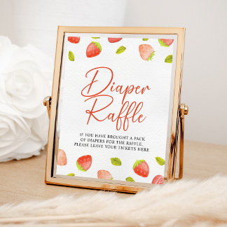 Strawberry Berry Sweet Diaper Raffle Game Sign