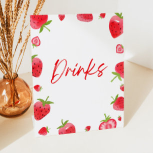 Strawberry Berry Sweet Drinks Party Pedestal Sign
