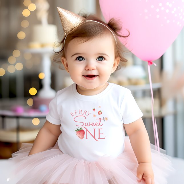 Strawberry Berry Sweet First Birthday Baby  Baby T-Shirt (Creator Uploaded)