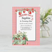 Strawberry Berry Sweet First Birthday Party 