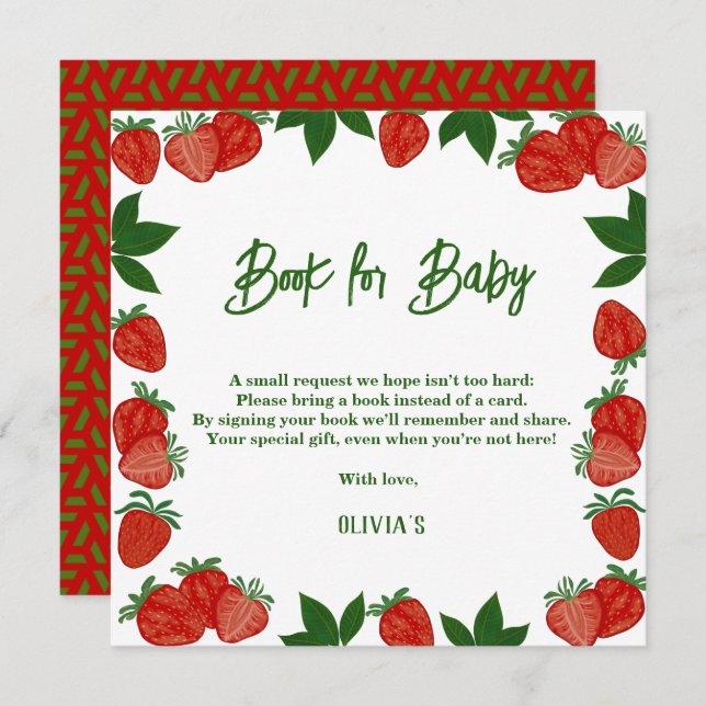 Strawberry Berry Sweet Fruit Fresh Gift Baby Invitation (Front/Back)