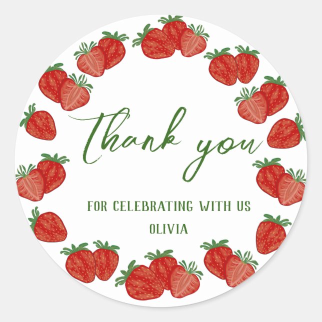 Strawberry Berry Sweet Fruit Shcool Office Gift Classic Round Sticker (Front)
