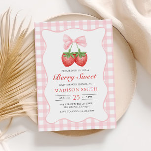 Strawberry Berry Sweet Girl Baby Shower Invitation